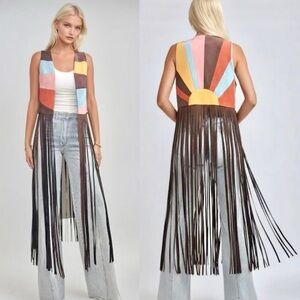 Wysteria Lane Sunset On The Sahara Fringe Vest